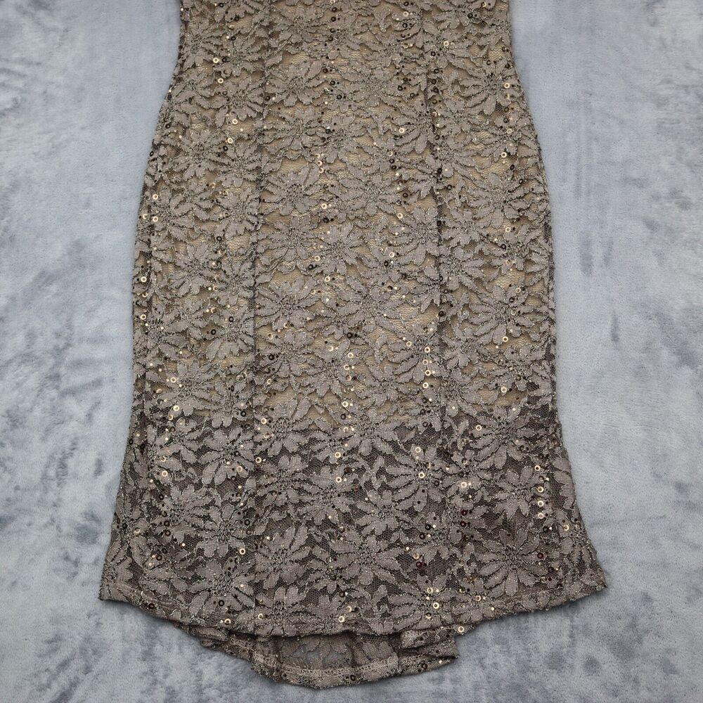 Coco Avante Dress Womens M Brown Floral Lace Sequin Sleeveless Round Neck Outfit - Picture 12 of 16